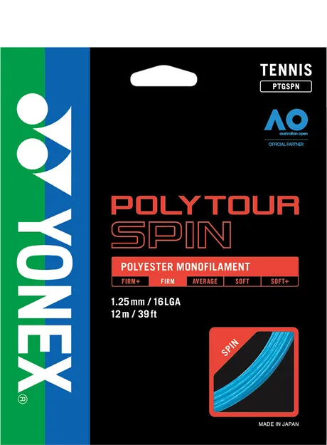 Naciąg do rakiety tenisowej PolyTour SPIN 125 Yonex 200m - ziba.pl